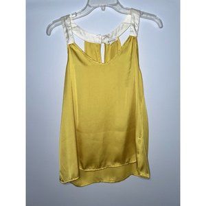 Forever 21 Women Yellow White Sleeveless Blouse S